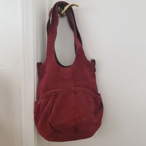 Lucky Brand burgundy suede leather bag